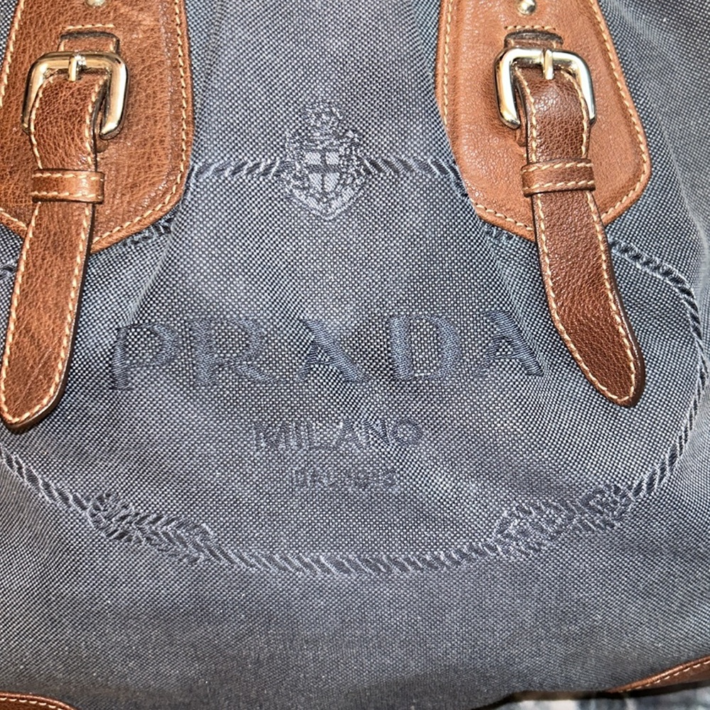 Prada logo jacquard denim tote bag - authentic - Picture 3 of 9